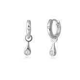 Radiant Silver Hoop, White Rhodium, Natural White Topaz + Give Joy Gift