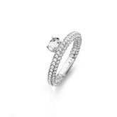 Shine Silver Ring, White Rhodium, Natural White Topaz + Earth Gift