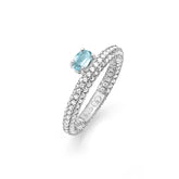 Shine Silver Ring, White Rhodium, Natural Blue Topaz + Star Gift