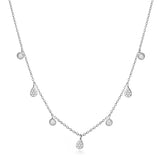 Sparkling Drops Silver Necklace, White Rhodium, Premium Cubic Zirconia + Give Hope Gift