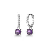 Silver Soft Hoop, White Rhodium, Natural Amethyst + Give Hope Gift