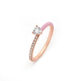 Silver Tiny Joy Heart Ring, Rose Gold Plating, Natural White Topaz + Give Fun Gift