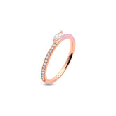 Silver Tiny Joy Marquise Ring,White Topaz, Rose Gold Plating + Give Fun Gift