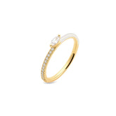 Tiny Silver Joy Marquise Ring, Yellow Gold Plating, Natural White Topaz + Give Magic Gift