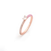 Silver Tiny Joy Oval Ring, Rose Gold Plating, Natural White Topaz + Give Fun Gift