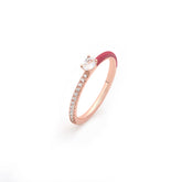 Silver Tiny Joy Oval Ring, Rose Gold Plating, Natural White Topaz + Give Love Gift
