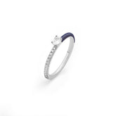 Tiny Silver Joy Oval Ring, White Rhodium, Natural White Topaz + Give Joy Gift