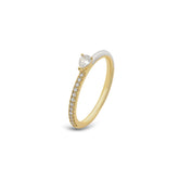 Tiny Silver Joy Pear Ring, Yellow Gold Plating, Natural White Topaz+ Give Magic Gift