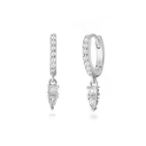 Tiny Silver Hoop, White Rhodium, Natural White Topaz + Give Joy Gift