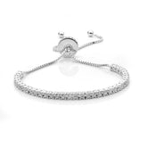 Silver Slider Tennis Bracelet, White Rhodium, Premium Cubic Zirconia + Give Magic Gift