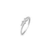 Pavé X Silver Ring, White Rhodium, Premium Cubic Zirconia + Give Fun Gift