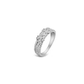 Small Hearts Silver Ring, White Rhodium, Premium Cubic Zirconia + Give Love Gift