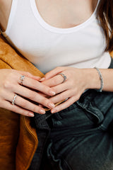 Silver Round Ring, White Rhodium, Natural Green Amethyst  + Give Hope Gift