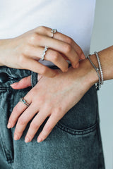 Soft Silver Ring, White Rhodium, Natural Blue Topaz  + Give Love Gift