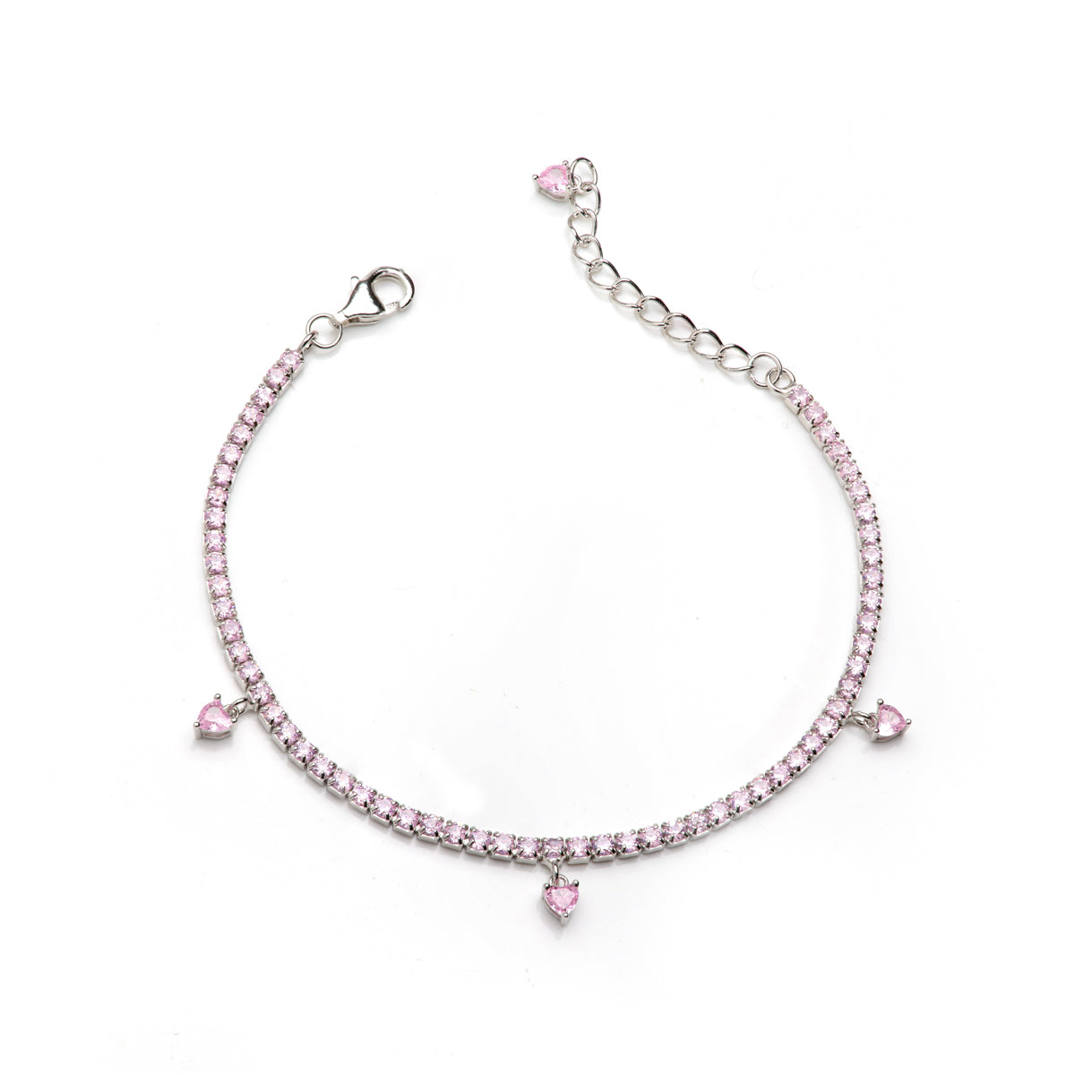 Radiant Pink Heart Tennis Bracelet