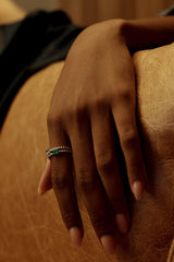 Silver Round Ring, White Rhodium, Natural Green Amethyst  + Give Hope Gift