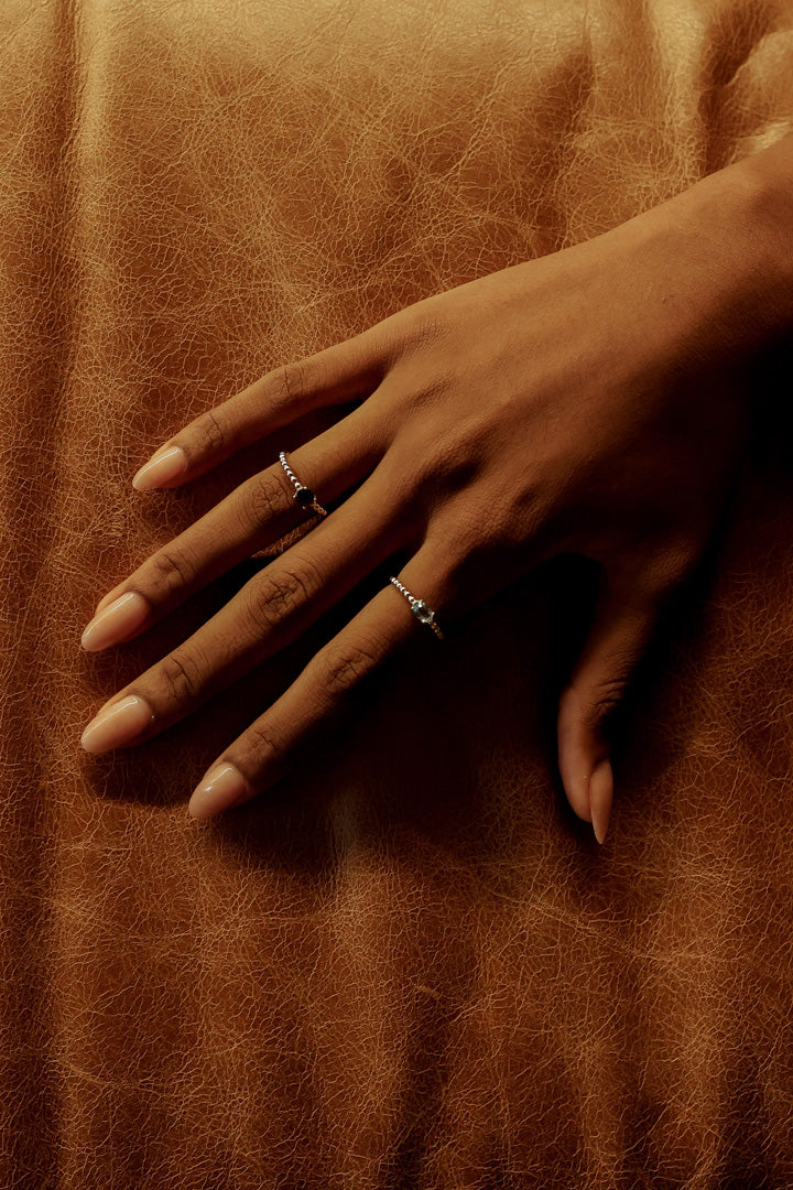 Soft Silver Ring, White Rhodium, Natural Amethyst + Give Love Gift