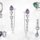 An image featuring several types of gemstone cuts set in rings.